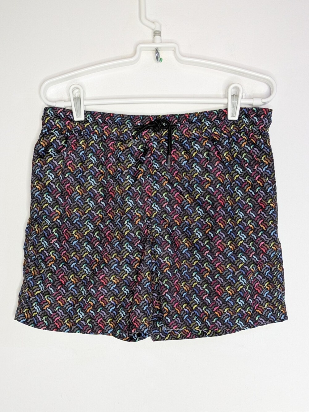 Jared Lang Colorful Rainbow Mustache Lined Swim Trunk S